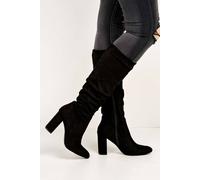 Miss Diva Aphi Knee High Block Heel Boots In Black Black