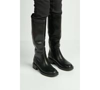 Miss Diva Asasia Round Toe Knee High Boots In Black Black