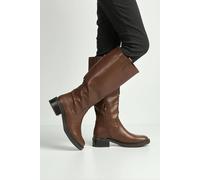 Miss Diva Asasia Round Toe Knee High Boots In Chocolate Chocolate