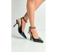 Miss Diva Evelina Pointy Anklestrap Court Shoes In Black Black