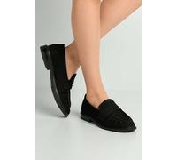 Miss Diva Haisley Plain Silp On Loafer With Band In Black Black