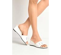 Miss Diva Heidi V Brooch Detail Wedge Mules In White White