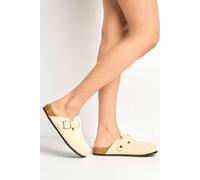 Miss Diva Klara Cork Sole Buckle Detail Clogs In Cream Cream