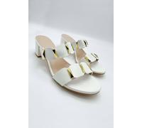 Miss Diva Kolee Stud Detail Block Heel Mules In White White
