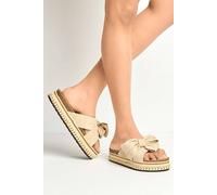 Miss Diva Lucia Crossover Knotted Bow Band Espadrilles In Beige Beige 8