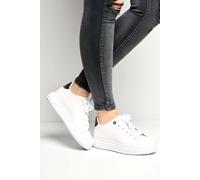 Miss Diva Stephanie Patterned Lace-Up Trainers In White White 7