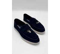 Miss Diva Tonya Charm Detail Slip-On Faux Suede Loafers In Black Black