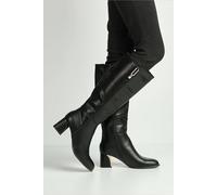 Miss Diva Vera Diamante Detail Gold Trim Knee High Boots In Black Black 7