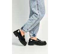 Miss Diva Visna Chain Link Detail Chunky Loafers In Black Black