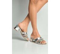 Miss Diva Vivian Cutout Diamante Band Block Heel Mules In Silver Silver 5
