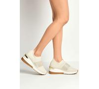 Miss Diva Women's Ember Diamante Embellished Slip On Trainers in Beige | Size: 6 Miss Diva Beige 6