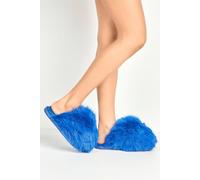 Miss Diva Women's Mimi Fluffy Flat Slippers in Royal | Size: 5-6 Miss Diva Royal 5-6