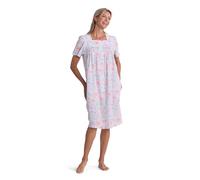 Miss Elaine Seersucker Short Robe, Short Sleeves, Snap Closure and Square Neckline, Multi Lily Floral, Large