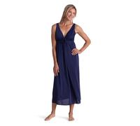 Miss Elaine Nightgown - Women's Silky Fitted Long Gown, Vintage Style, with a Deep V-Neckline - blue - 2X