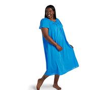 Miss Elaine Women's Plus-Size Tricot Long Flutter Sleeve Gown (3X, Sapphire)