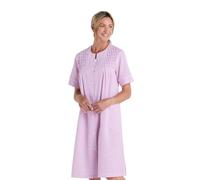 Miss Elaine Women's Seersucker ShortSleeve Short Robe, Lilac/White Check, Large