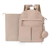 MISS FONG Baby Changing Bags，Large Nappy Changing Bags,Wide Opening Changing Bag Backpack,Travel Baby Bags with Foldable Changing Mat, Stroller Straps, Pacifier Case for Moms and Dads,Sand