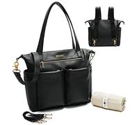 miss fong Changing Bag Pram Changing Backpack Baby Backpack Clinic Bag Birth with Changing Mat Black, black