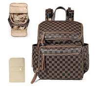 MISS FONG Checked Changing Backpack Coffee