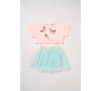 Miss Girl's Butterfly Applique Short Sleeve T-Shirt & Tutu Skirt Outfit Set | Size: 7 Years Miss Multicolor 7 Years