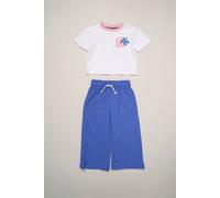Miss Girl's Lisbon Printed Ringer Tee & Wide-Leg Set in Blue | Size: 6 Years Miss Blue 6 Years