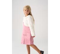 Miss Girl's Satin Shift Dress, Faux Fur Cardigan & Bow Clip Set in Pink | Size: 4 Years Miss Pink 4 Years
