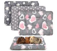 Miss Good 3 Pcs Guinea Pig Bed Mat, 46x34cm Washable Small Animal Plush Bed, Warm Fluffy Fleece Sleeping Pad for Bunny Pet Cat Hamster Rat Hedgehog Chinchilla Rabbit Bedding