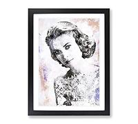 Miss Grace Kelly In Abstract Modern Art Framed Print | A3 Black Framed Wall Art | Ready to Hang | Abstract Fantasy Picture | Living Room Bedroom Lounge Office