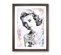 Miss Grace Kelly In Abstract Modern Art Framed Print | A4 Walnut Framed Wall Art | Ready to Hang | Abstract Fantasy Picture | Living Room Bedroom Lounge Office
