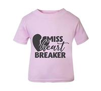 Miss Heart Breaker (Romantic Quotes for Couples, Anniversary) Short Sleeve Cotton Toddler t Shirt, 3-4 Years, Pastel Pink