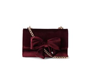 Miss Kg 'aura Bow Clutch' Velvet Bag In Wine Wine