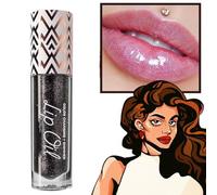 Miss Lady Diamond Black Lip Gloss,Shimmer Liquid Color Changing Lipstick, Magic Color Changing Lip Oil Moisturizing Long Lasting