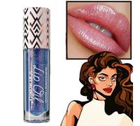Miss Lady Diamond Black Lip Gloss,Shimmer Liquid Color Changing Lipstick, Magic Color Changing Lip Oil Moisturizing Long Lasting