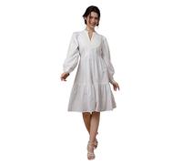 Miss Lavish London Cotton Midi & Maxi Dresses for Women -Elegant Casual Sundresses with Lace Inserts, Tonal Embroidery & Bohemian Style Ideal for Weddings and Events, Summer Outings - Trendy Off-White