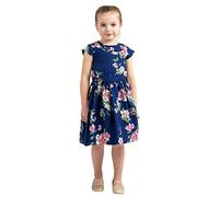 Miss Lavish London Girls Vintage Style Dress with Peter Pan Collar, Trendy Short Sleeve & Flared Skirt, Great for Birthdays, Family Gatherings, Boho Design, Casual Outings, Ages 9-10 Years, Navy