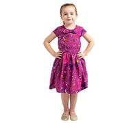 Miss Lavish London Girls Vintage Style Dress with Peter Pan Collar, Trendy Short Sleeve & Flared Skirt, Great for Birthdays, Family Gatherings, Boho Design, Casual Outings, Ages 9-10 Years, Purple