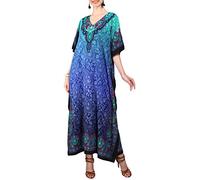 Miss Lavish London Kaftan Dresses for Women, Beach Kaftan Coverups, African Plus Size Dress, Hawaiian Coverups for Women, Long Beach & Swimsuit Coverups- 103 Blue, One Size