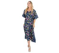 Miss Lavish London Kaftan Dresses for Women, Beach Kaftan Coverups, African Plus Size Dress, Hawaiian Coverups for Women, Long Beach & Swimsuit Coverups-Autmn Blue, S