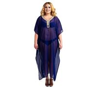 Miss Lavish London Kaftan Dresses for Women, Beach Kaftan Coverups, African Plus Size Dress, Hawaiian Coverups for Women, Long Beach & Swimsuit Coverups- Navy, 3XL