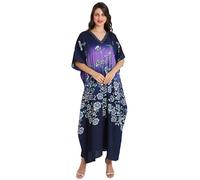 Miss Lavish London Kaftan Dresses for Women, Beach Kaftan Coverups, African Plus Size Dress, Hawaiian Coverups for Women-Blue, One size