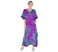 Miss Lavish London Kaftan Dresses for Women, Beach Kaftan Coverups, African Plus Size Dress, Hawaiian Coverups for Women, Long Beach & Swimsuit Coverups-Purple,S