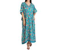 Miss Lavish London Kaftan Dresses for Women,Long Beach & Swimsuit Coverups, Plus Size African Caftan Dress, Moroccan Style Kaftans for Women Loungewear-Teal,XL