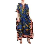 Miss Lavish London Kaftan Dresses for Women Plus Size Long Batwing Sleeve Caftans, V Neck Moo Moo Printed Beach Cover Up Maxi Beach Dress, Bathing Suit Cover-Up Loungewear