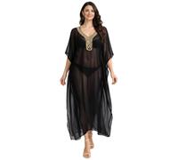Miss Lavish London Kaftan Dresses for Women Plus Size Long Batwing Sleeve Caftans, V Neck Moo Moo Printed Beach Cover Up Maxi Beach Dress, Bathing Suit Cover-Up Loungewear