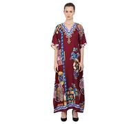 Miss Lavish London Kaftan Dresses for Women Plus Size Long Batwing Sleeve Caftans, V Neck Moo Moo Printed Beach Cover Up Maxi Beach Dress, Bathing Suit Cover-Up Loungewear