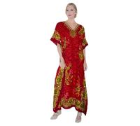 Miss Lavish London Kaftan Dresses for Women Plus Size Long Batwing Sleeve Caftans, V Neck Moo Moo Printed Beach Cover Up Maxi Beach Dress, Bathing Suit Cover-Up Loungewear