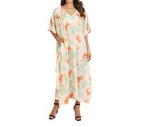 Miss Lavish London Long Caftans for Women - Boho Kaftan Dress, Plus Size Summer Kaftan, Women's Loungewear and Beach Caftans, Petite and Maxi Kaftan, Swimwear Cover-Ups, Size S, Pink Kaftans