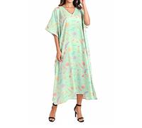 Miss Lavish London Long Caftans for Women - Boho Kaftan Dress, Plus Size Summer Kaftan, Women's Loungewear and Beach Caftans, Petite and Maxi Kaftan, Swimwear Cover-Ups, Size 3XL, Green Kaftans