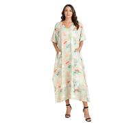 Miss Lavish London Long Caftans for Women - Boho Kaftan Dress, Plus Size Summer Kaftan, Women's Loungewear and Beach Caftans, Petite and Maxi Kaftan, Swimwear Cover-Ups, Size XL, Olive Green Kaftans