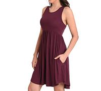 Miss Lavish London Summer Swing Dress - Women Casual Dress with Pockets Burgundy-L